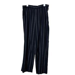 Banana Republic Womens Navy Pinstripe Wide Leg Pants XL Pull On Stretch Career
